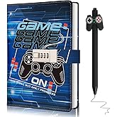 Video Game Diary with Lock for Boys Ages 8-12, Game Journal with Lock, Diary Easter Gifts for Boys Teen Boy 10-18, Birthday Gifts for Kids Journal with Pen, Gaming Notebook for Teenages 12 13 14 15 16 Year Old