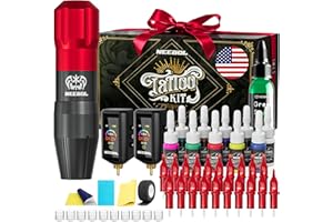 Neebol Tattoo Gun Kit - Wireless Tattoo Machine Kit with 2PCs 1600mAh Tattoo Battery with LED Digital Display, 20PCs Tattoo Cartridge Needles - Professional Tattoo Kit for Beginners Complete Set