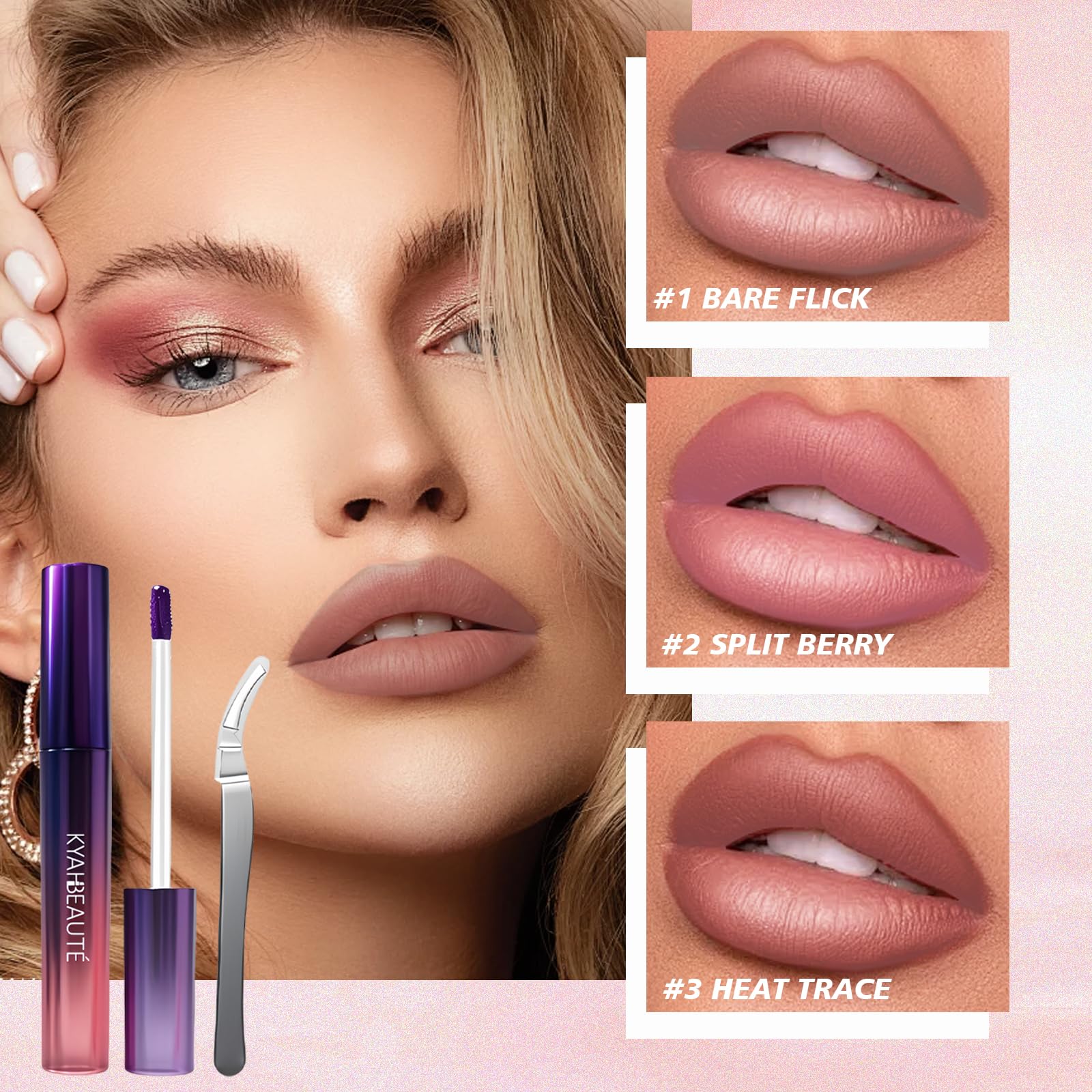 TihSwee Peel Off Lip Stain Masque - Long Lasting 12H Waterproof, Vegan Cruelty-Free, Metallic Shine Hydrating Lip Gloss for Women, Suitable for Wedding/Dates/All-Day Wear (Bare Flick)