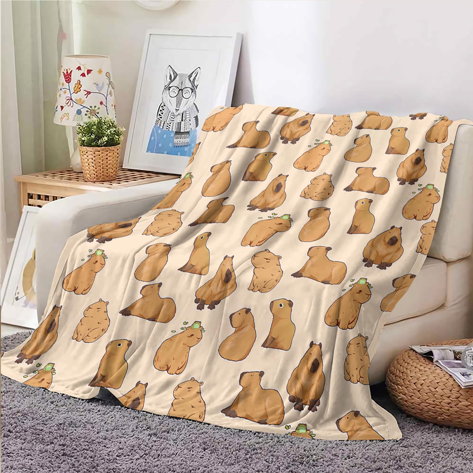 KACISSTY Blanket Girl's Gift Soft Flannel Blanket Cute Capybara Girl Just a Girl who Loves Capybara (Dolphin Blanket, 130cmX150cm)