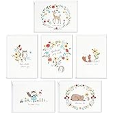 Hallmark Baby Shower Thank You Cards Assortment, Woodland Animals (48 Cards with Envelopes for Baby Boy or Baby Girl) Deer, Owl, Bear, Fox