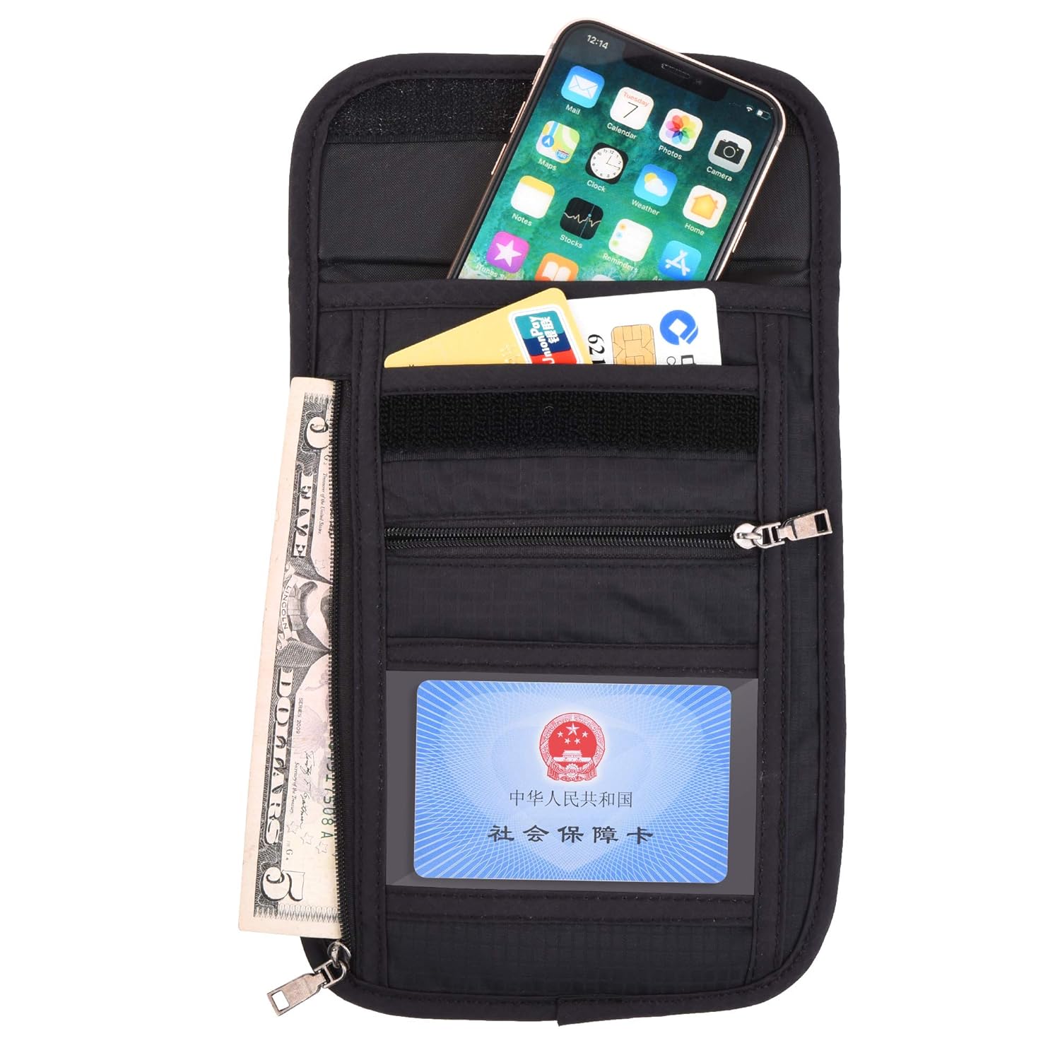 Passport Holder to Keep Your Cash And Documents Safe Black Travel Neck