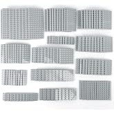 MALEKO Building Bricks Base Plates, 135PCS Small Baseplates (Light Grey) | 13 Sizes Flat Boards Blocks Pieces Multipack, Compatible with Major Brands, Educational Toy for Kids, Smooth ABS Plastic