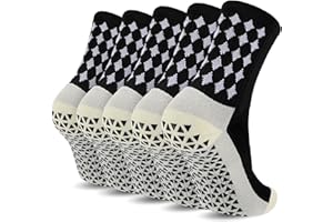 Ultrafun 5 Pairs Mens Grip Soccer Socks Non Slip Cushioned Crew Football Sports Socks