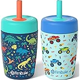Fimibuke Kids & Toddler Cups Spill Proof, 12 OZ Insulated Sippy Cups for Toddlers Boys Girls, BPA-Free Toddler Straw Tumbler, Stainless Steel Kids Water Bottle with Twist Lids & Silicone Straw, 2 Pack