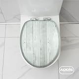 Addis Soft Close Oval Toilet Seat Grey Wood Effect Quick Release Easy Clean view 2
