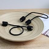 OCIOLI 2 Pack Magnetic Curtain Tiebacks Black Modern Rope Tiebacks view 4