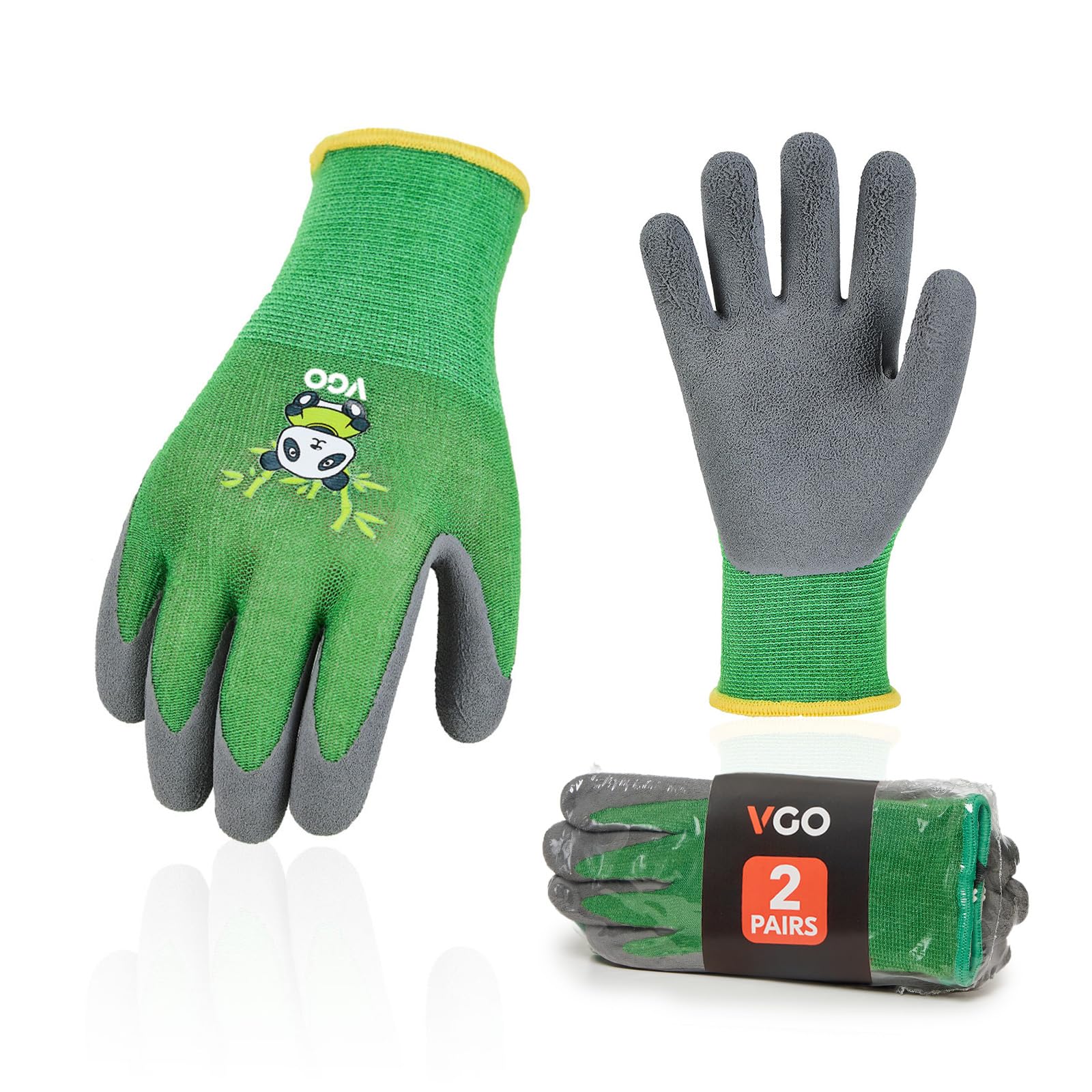 Vgo... 2 pairs Kids Gardening Gloves Utility, Children Working Garden Gloves Toddler Latex Coating for Boys&Girls Age 3-12 years
