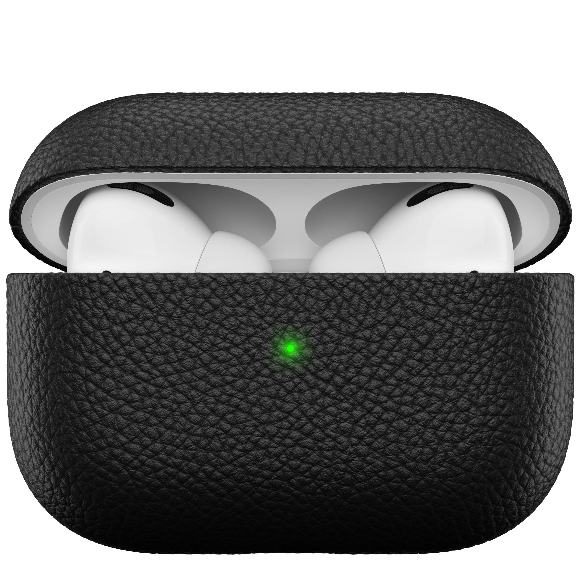 KeyBudz Artisan Leather Case for Apple AirPods Pro Case, Case Cover, genuine leather, headphone earphone accessories charging case, black