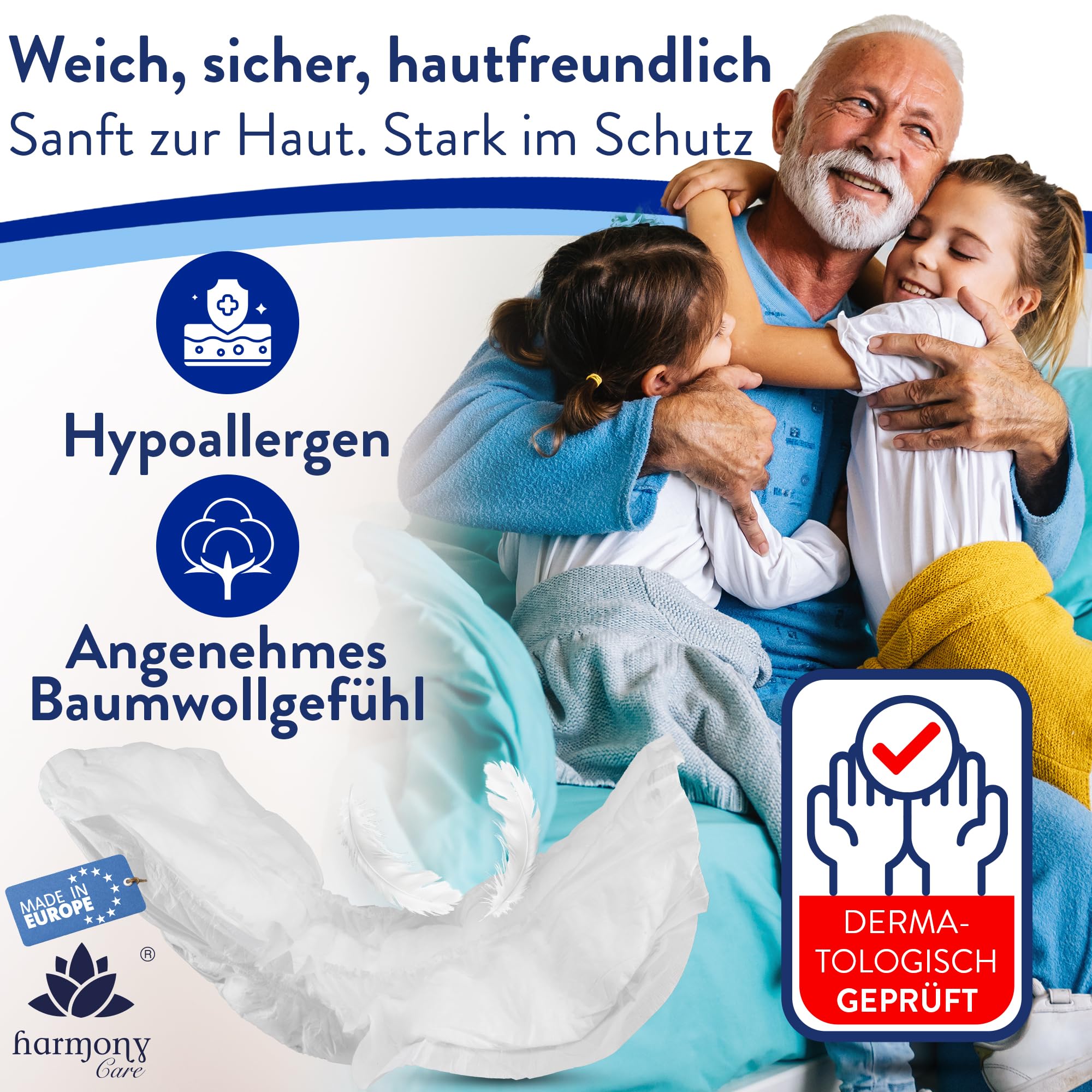 Harmony Care® Premium Form MAXI NIGHT - saugstarke Inkontinenzvorlagen bei starker Inkontinenz - große Windeln für Erwachsene - auslaufsichere Inkontinenzeinlagen Damen und Herren - 4 x 20 Stück 7