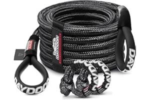 DAYDOOR Recovery Tow Rope, 7/16 Inch x 30 ft UHMWPE Heavy Duty Tow Strap with 2 Soft Shackles, 31,200 Lbs Synthetic Towing Rope Recovery Kit for ATV, UTV, SUV, Cars (Gray)