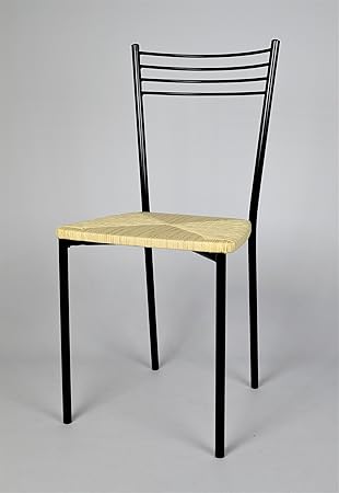 Tommychairs 4er Set Moderne Stuhle Elena Fur Kuche Und Esszimmer Robuste Schwarz Lackierte Metallkonstruktion Mit Einer Sitzflache Mit Strohahnlicher Struktur In Der Farbe Naturliches Elfenbein Amazon De Kuche Haushalt