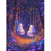 Diamond Art Kits for Adults Halloween Ghost Diamond Painting Kit 12x16 in | 5D Full Round Drill, Easy DIY for Beginners, Relaxing Arts and Crafts, Home Decor & Gift
