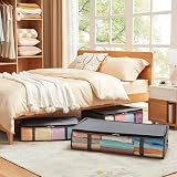 Lifewit 90L Under Bed Storage Bags 3 Pack Foldable with Front Window Grey view 8
