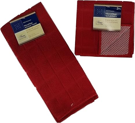 Amazon Com Microfiber Dish Towel Dish Rag Set 1 Dish Towel 2 Dish Rags Red Kitchen Cleaning Supplies Kitchen Accessories Microfiber Cleaning Cloth Dish Washing Cleaning Supplies Home Kitchen