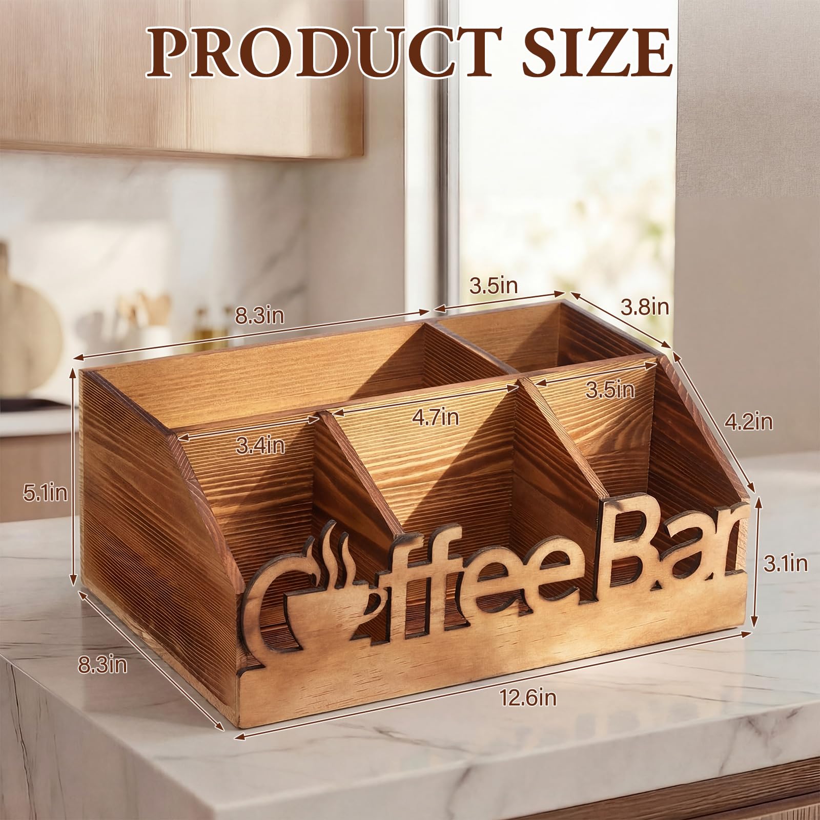 Condition photo showing As Is for acellegic coffee station organizer for counter wood countertop accessories organizer coffee pods hol