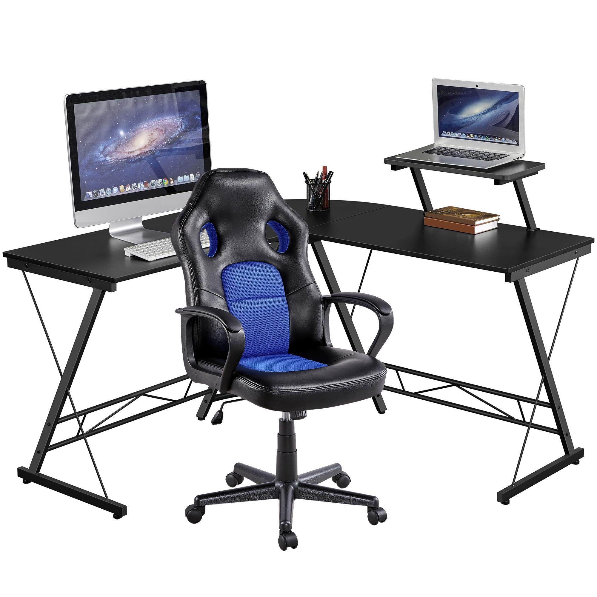 Buy Yaheetech Corner Computer Desk and Video Game Chair Set for Small