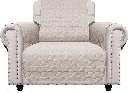 Amazon Com Ameritex Chair Cover With Anti Skip Dog Paw Print 100 Water Resistant Quilted Furniture Protector Slipcover For Dogs Children Pets Chair Slipcover For Leather Couch Beige 23 Kitchen Dining