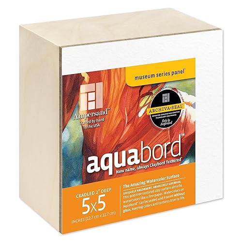 Ampersand Art Supply Watercolor Painting Panel: Museum Series Aquabord, 2 Inch Cradled Profile, 5" x 5"