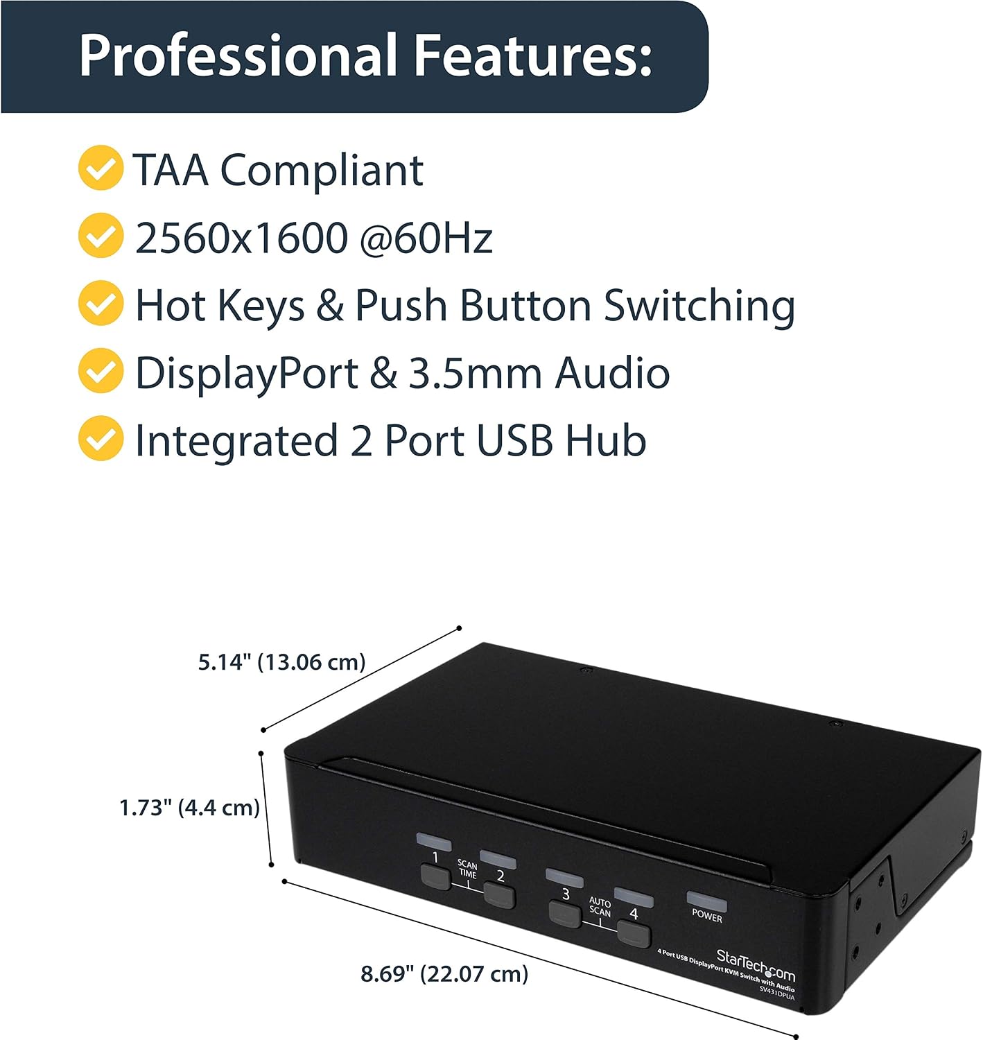 StarTech.com 4 Port DisplayPort KVM Switch w/ Audio, USB, Keyboard, Video, Mouse - Image 5