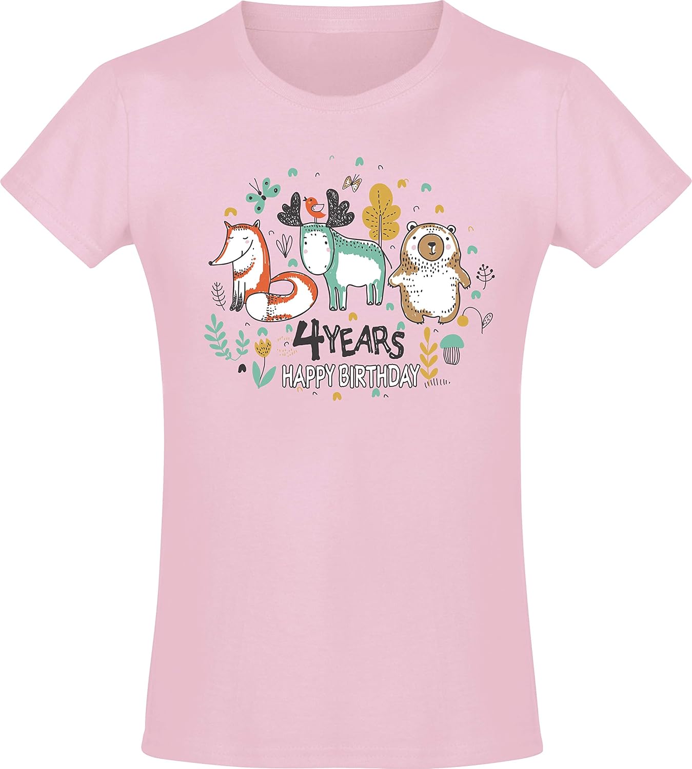 Baddery Mädchen Geburtstags T-Shirt: Happy Birthday 4 Jahre - Vier