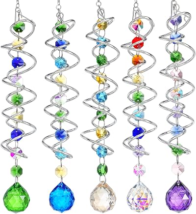 H&D Hyaline & Dora 17.7in Crystal Sun Catcher Octagonal Beads Spiral Tail