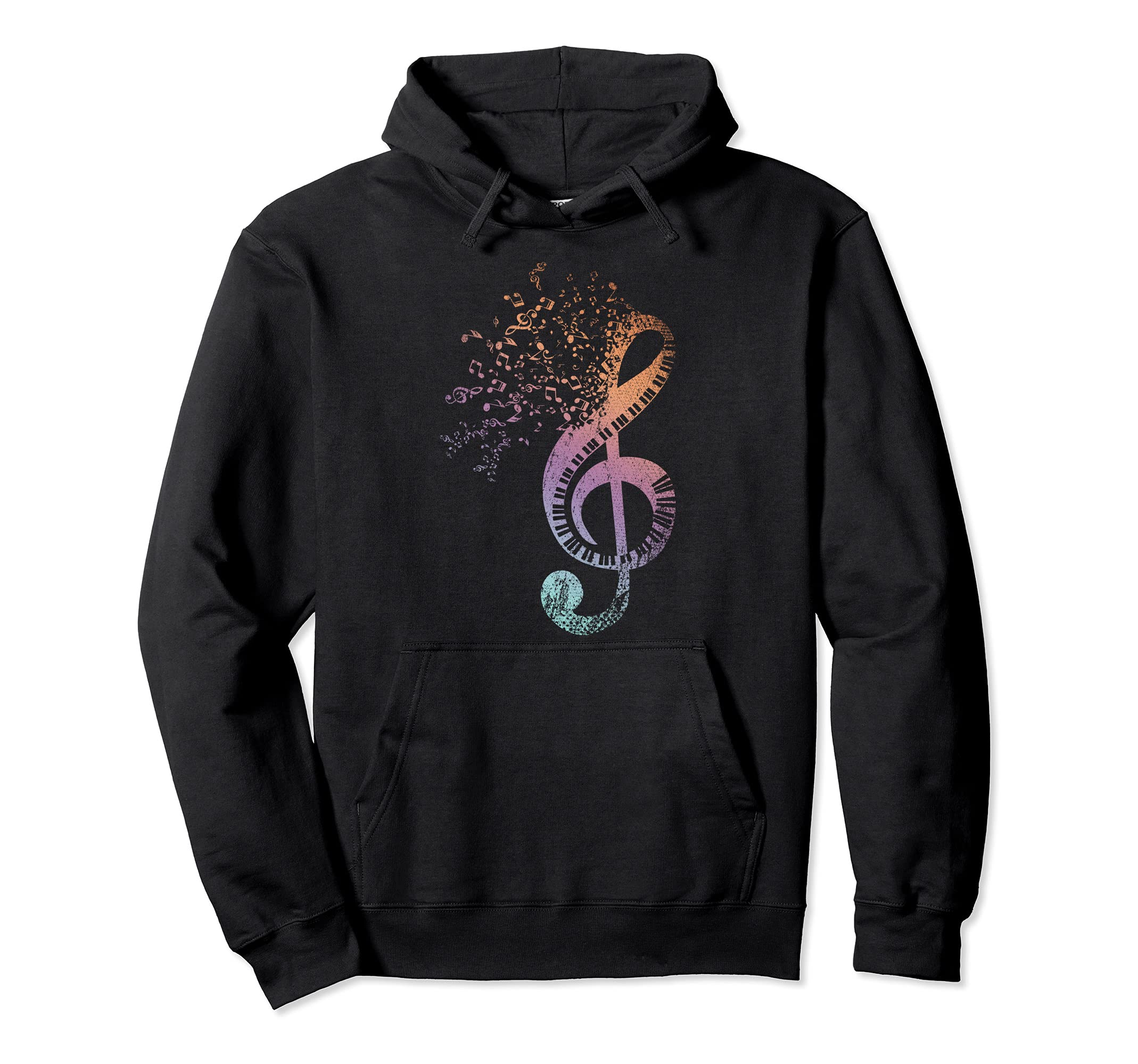 Treble Clef Piano Keyboard Musician Pianist Colorful Piano Pullover Hoodie