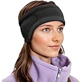Sukeen Running Ear Warmers for Women, Double-Layer Fleece Ear Warmer Headband, Moisture Wicking Non-Slip Winter Running Headband, Elastic Winter Headbands for Cycling Hiking Skiing Jogging, Black
