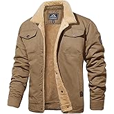MAGCOMSEN Men's Winter Jacket Lined Sherpa Jacket Warm Trucker Coat Multi Pocket