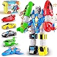QUERCITRON 5-in-1 Magnetic Vehicles Playset Toy, Transform to Robot, Mix & Match Assembling Building Action Figures Kit with Storage Box, Holiday Birthday Present for Kids, Boys & Girls 3 4 5 6 7 Year