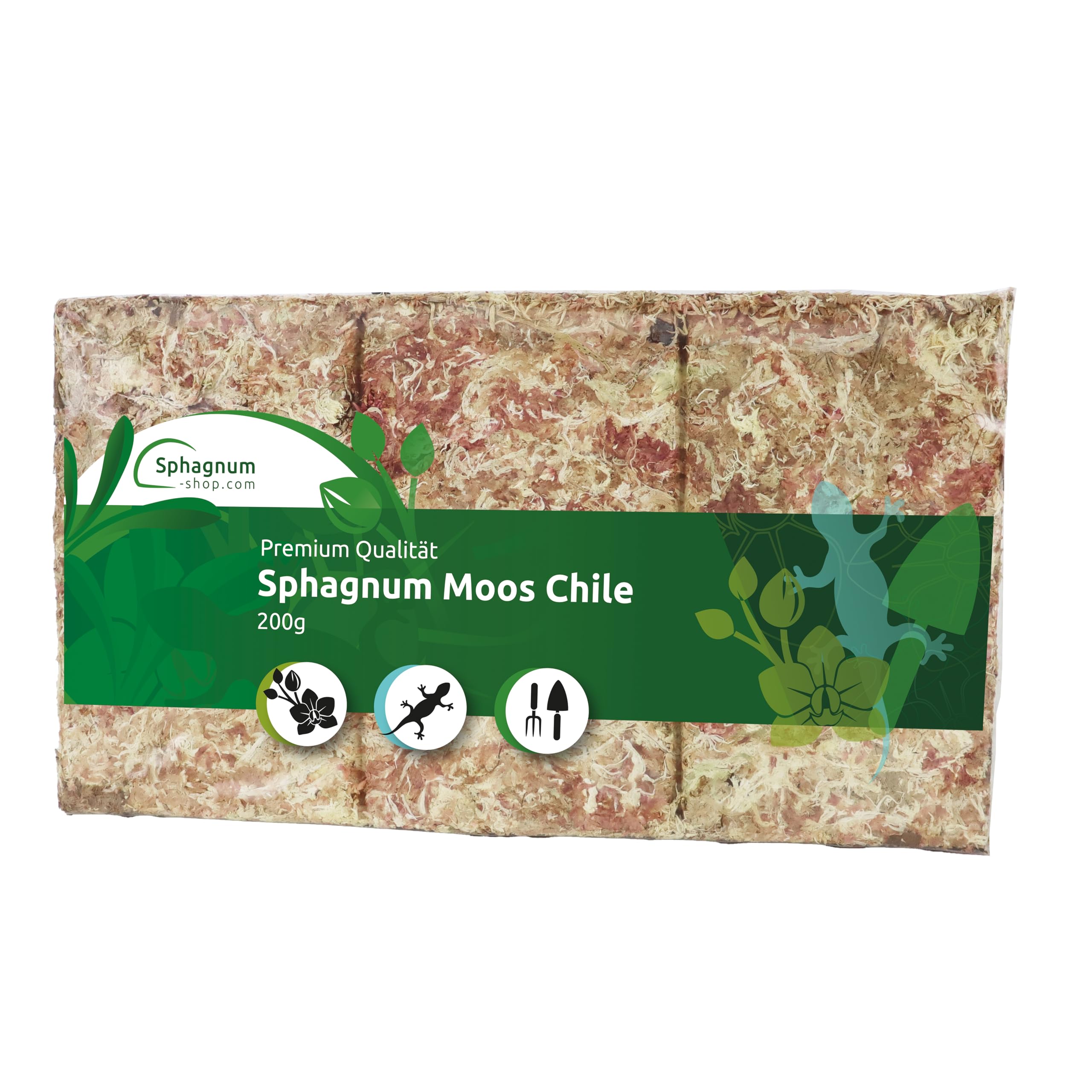 Sphagnum Moos Moosziegel aus Chile 200 g - Langfaseriges Premium Torfmoos als Substrat, für Orchideen, Zimmerpflanzen, Terrarien, Monstera & Moosstäbe