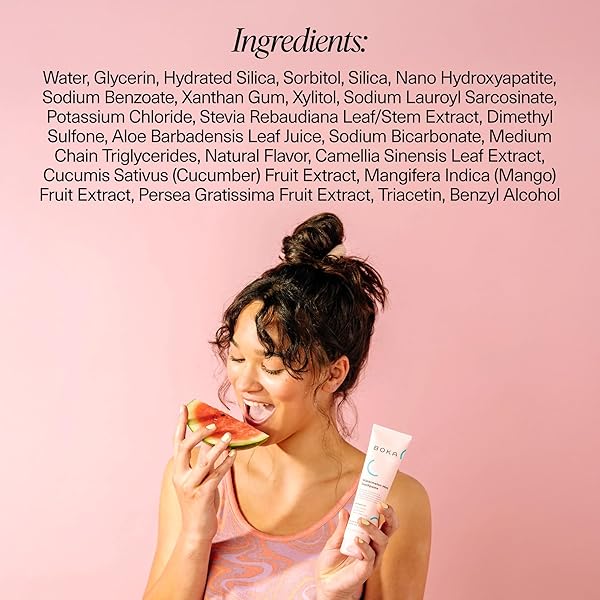 BOKA FLUORIDE FREE TOOTHPASTE NANO HYDROXYAPATITE, HELPS REMINERALIZE, APPROPRIATE FOR SENSITIVE TEETH, WHITENING – FOR ADULT, KIDS ORAL CARE – WATERMELON MINT FLAVOR, 4OZ 1PK – US MANUFACTURED