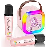 VibeHaven Mini Karaoke Machine for Kids: Unicorn Bluetooth Speaker with 2 Wireless Microphones, Portable Singing Toy & Birthday Gifts for Girls Ages 4-12