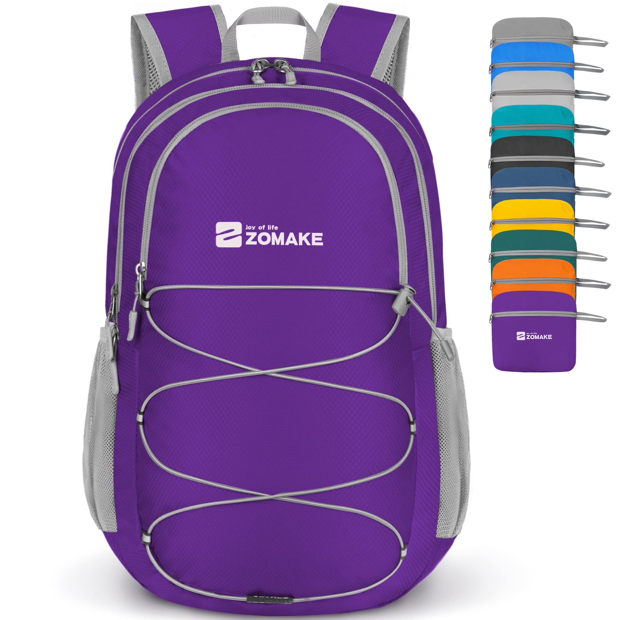 ZOMAKE Foldable Backpack Lightweight Rucksack 28L,Packable Small Backpacks Water Resistant for Travel Hiking Camping Walking Men Women(Purple)