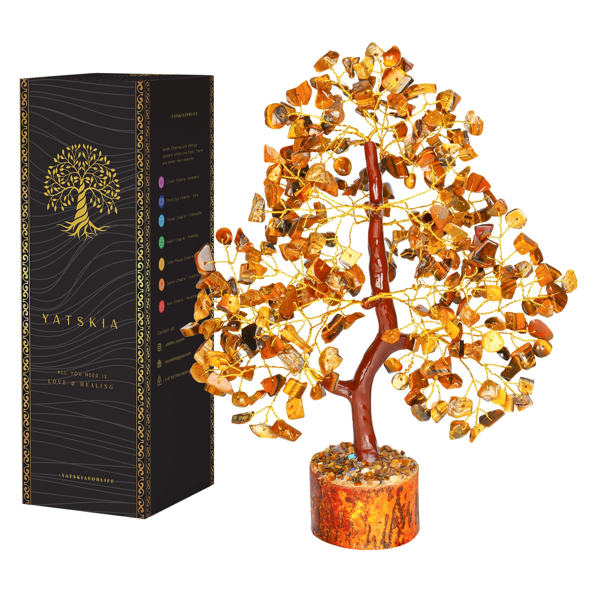 YATSKIA Tiger Eye Crystal - Tree of Life, Healing