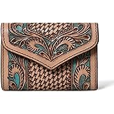 Merbaa Western Tooled Leather-Style Purse for Women – Handcrafted Floral Embossed Trifold Clutch Wallet | Vintage-Inspired Multipurpose Design for Everyday, Travel & Special Occasions