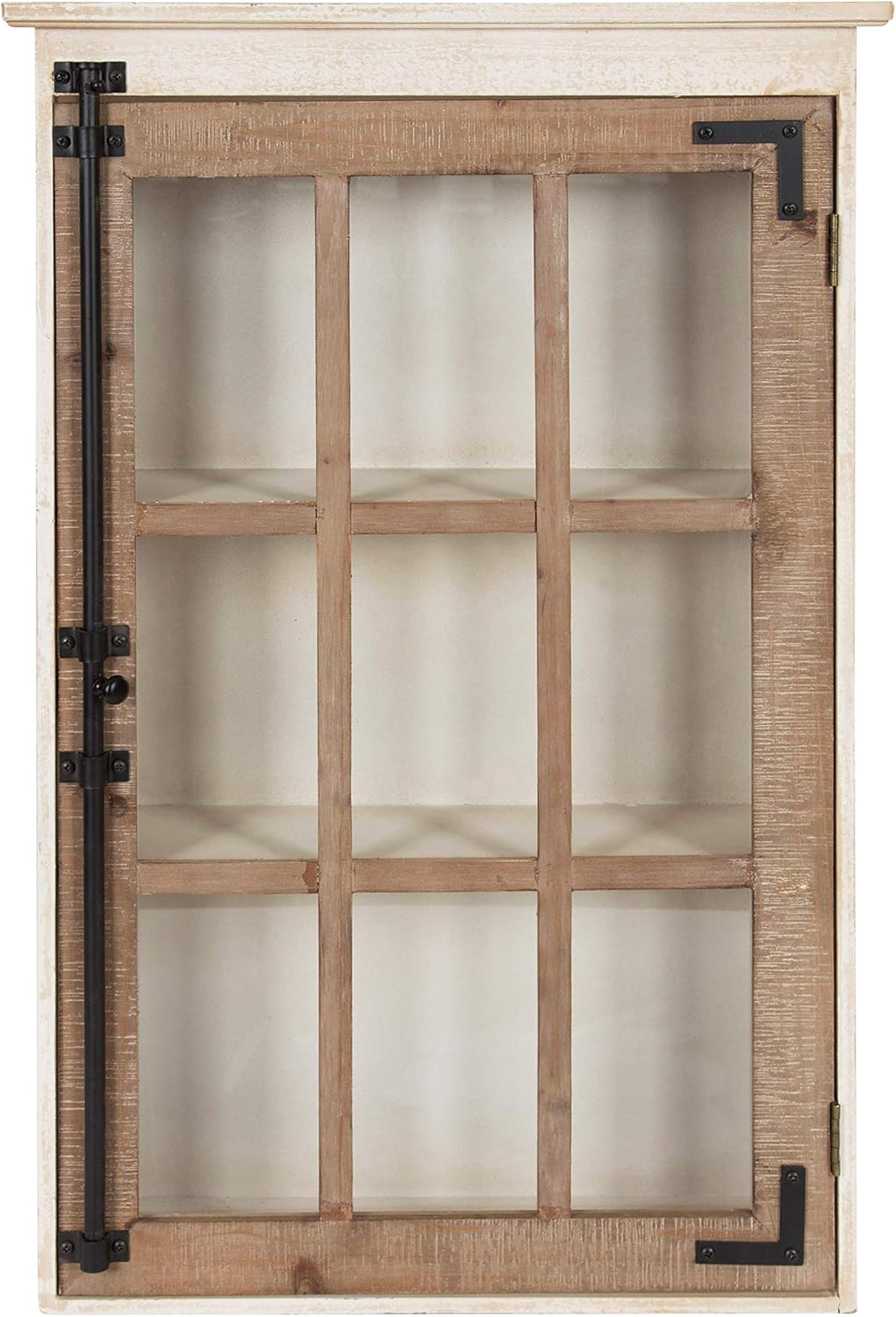 Amazon Com Kate And Laurel Hutchins Farmhouse Wood Wall Storage Cabinet With Window Pane Glass Door Rustic And White Washed Finish 31 5 Inches Tall X 19 5 Inches Wide X 6 Inches Deep Furniture Decor