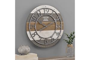 FirsTime & Co. Multicolor Shabby Pallet Wall Clock, Vintage Decor for Living Room, Home Office, Round, Wood, Farmhouse, 16 inches