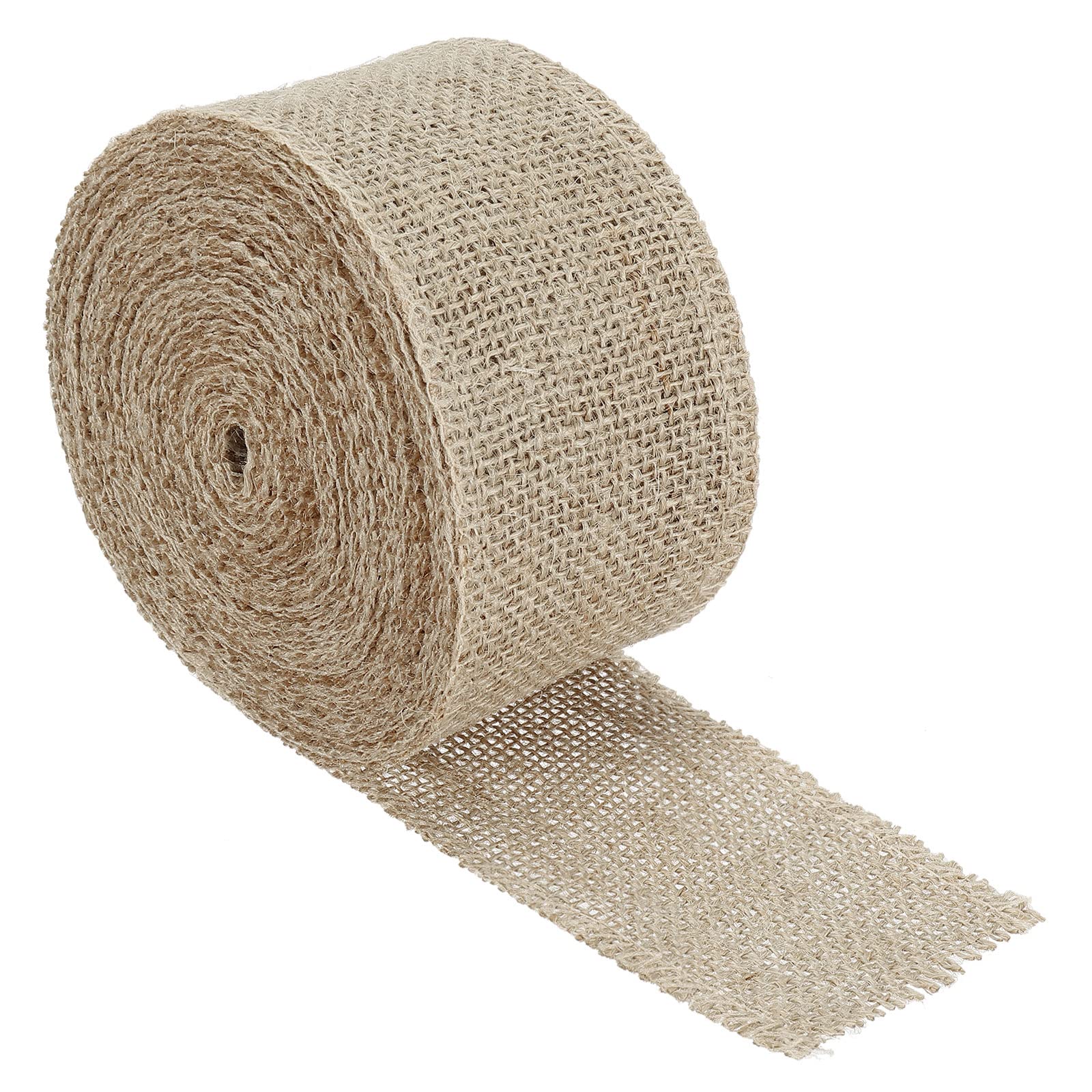 PATIKIL 2.36 Inch Wide 10 Yards Burlap Fabric Ribbon, 1 Pack Wired Jute Crafts Roll for Party Home DIY Wrapping Decoration