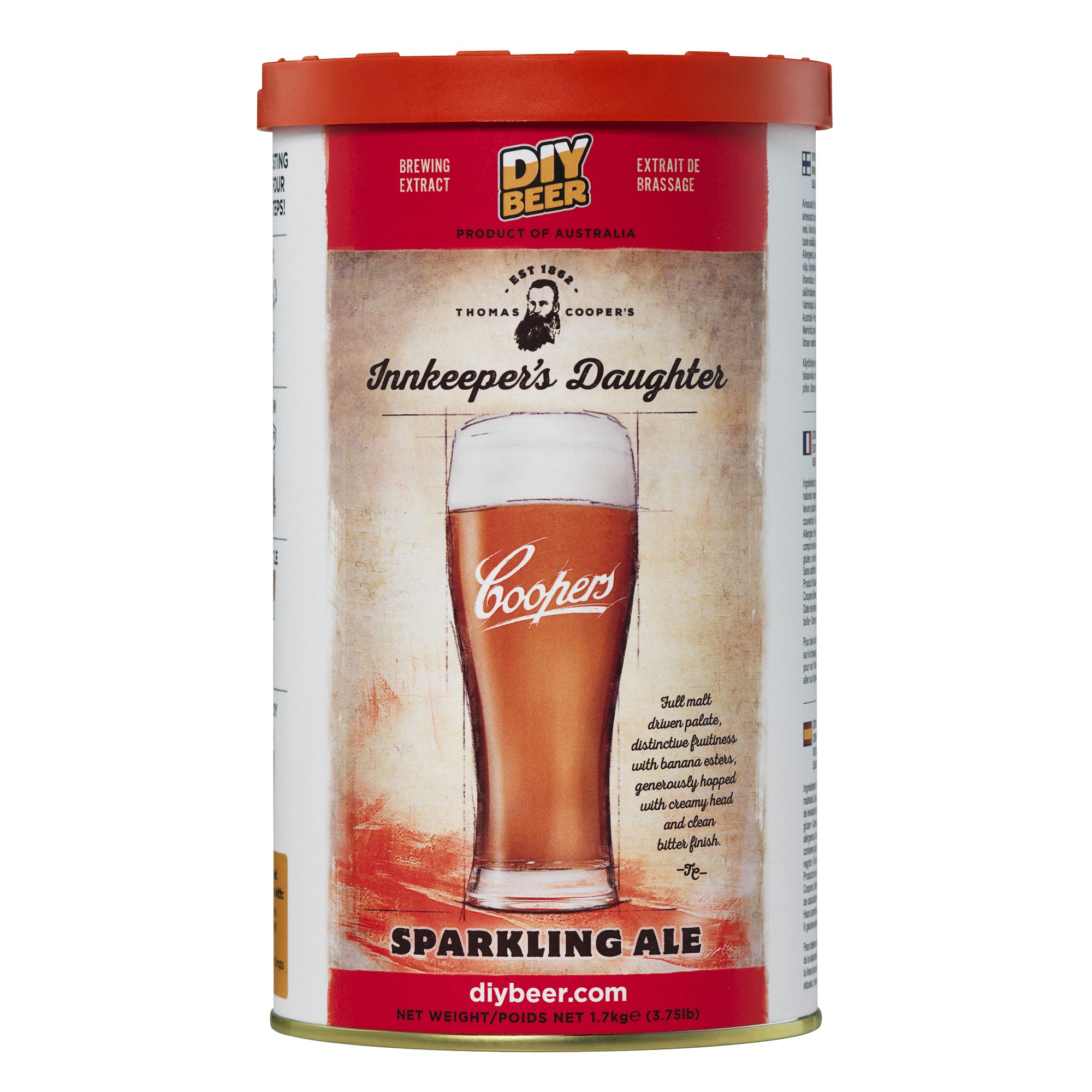 Coopers 828 Inkeeper's Daughter Sparkling Ale Homebrewing Hopped Malt Extract Thomas Inkeeprs Brew Can, 5 gallons