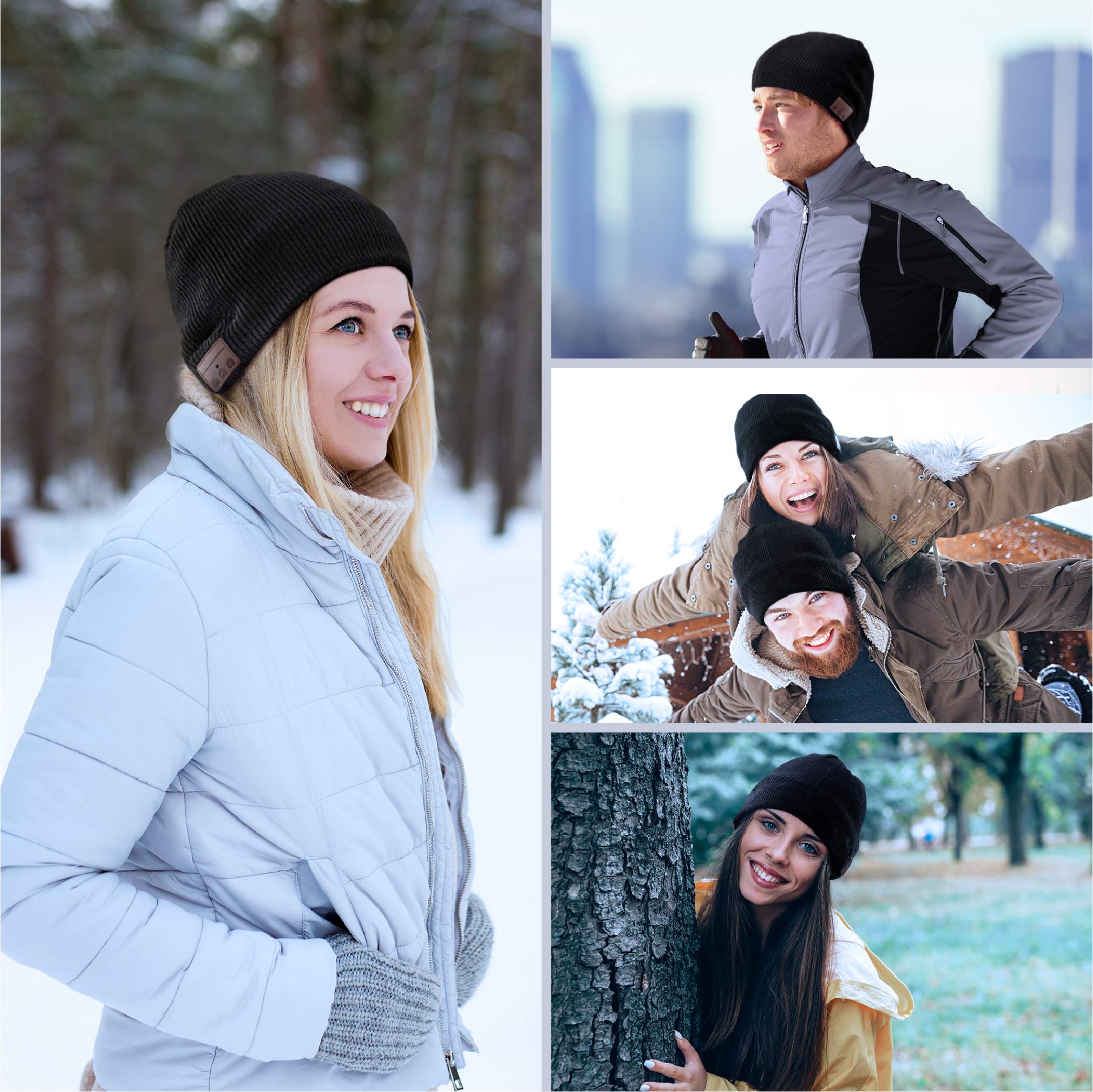 Bluetooth Beanie,Bluetooth 5.0 Hat,Built-in Wireless Headphones&Mic- Unique Gifts for Men Women,Outdoor Running,Hiking,Skiing,Dog Walking