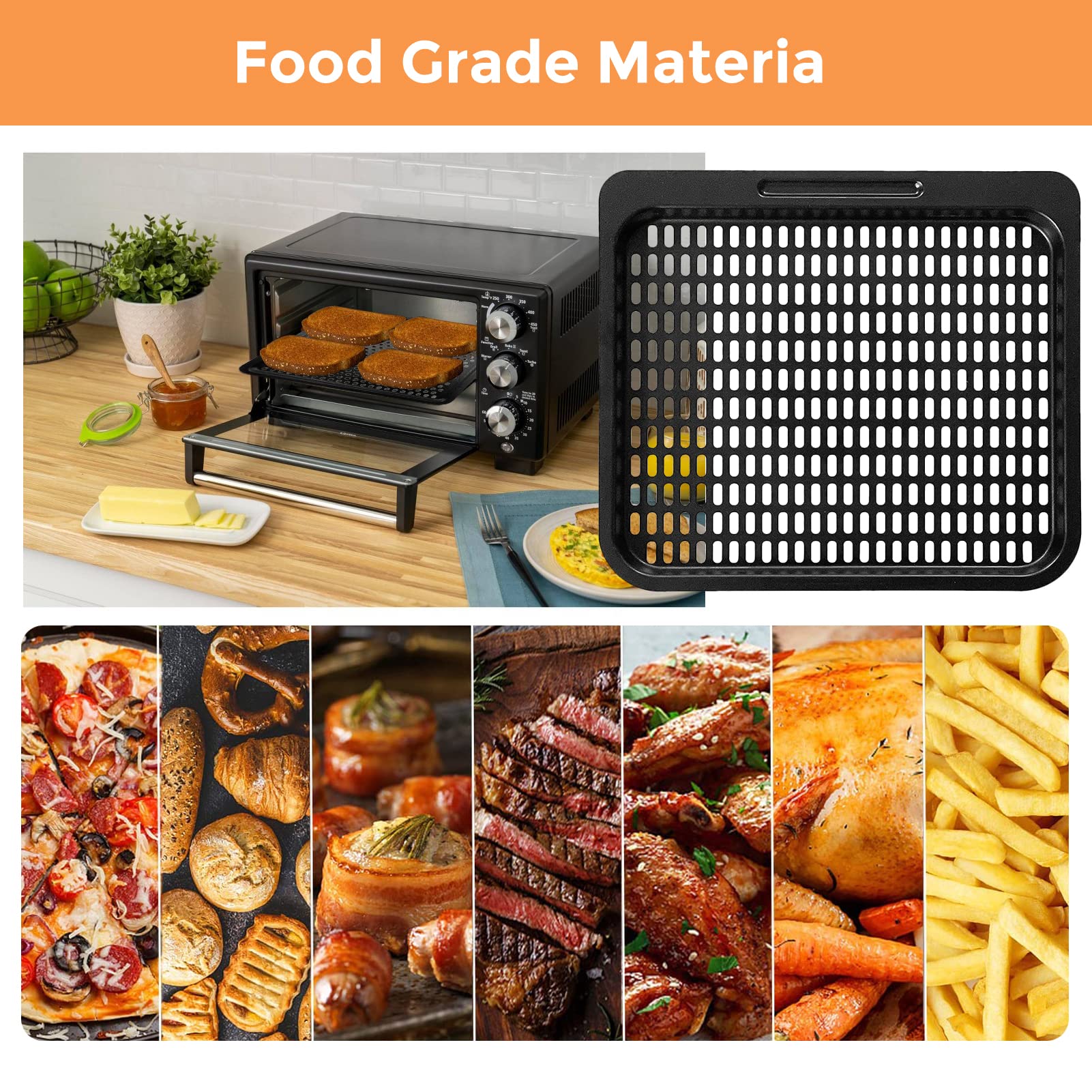 Air Fryer Cooking Tray for Instant Vortex Plus10 Quart, 2 PCS Food Grade Nonstick Replacement Rack Parts Grill Pan Crisper Plate, Dishwasher Safe