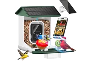 BROAIMX Smart Bird Feeder with Camera-AI Identify 11,000+ Species, 2K HD Auto Capture Birds Video & 64G TF Card, Solar-Powered Wireless Outdoor Design, Birdhouse with Built-in Two-Way Microphone