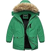 Chrisuno Boy's Med-length Parka Winter Coat Waterproof Outwear Ski Snow Jackets Thick Padded Insulated Windbreaker