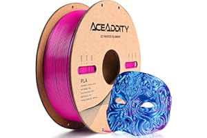 Aceaddity Silk Magic PLA 3D Printer Filament, Dual-Colour Co-Extrusion 1.75mm 3D Printing PLA Filament, Shiny Silk Coextruded PLA, Dimensional Accuracy +/- 0.03 mm, 1kg/2.2lbs (Blue-Rose Red)