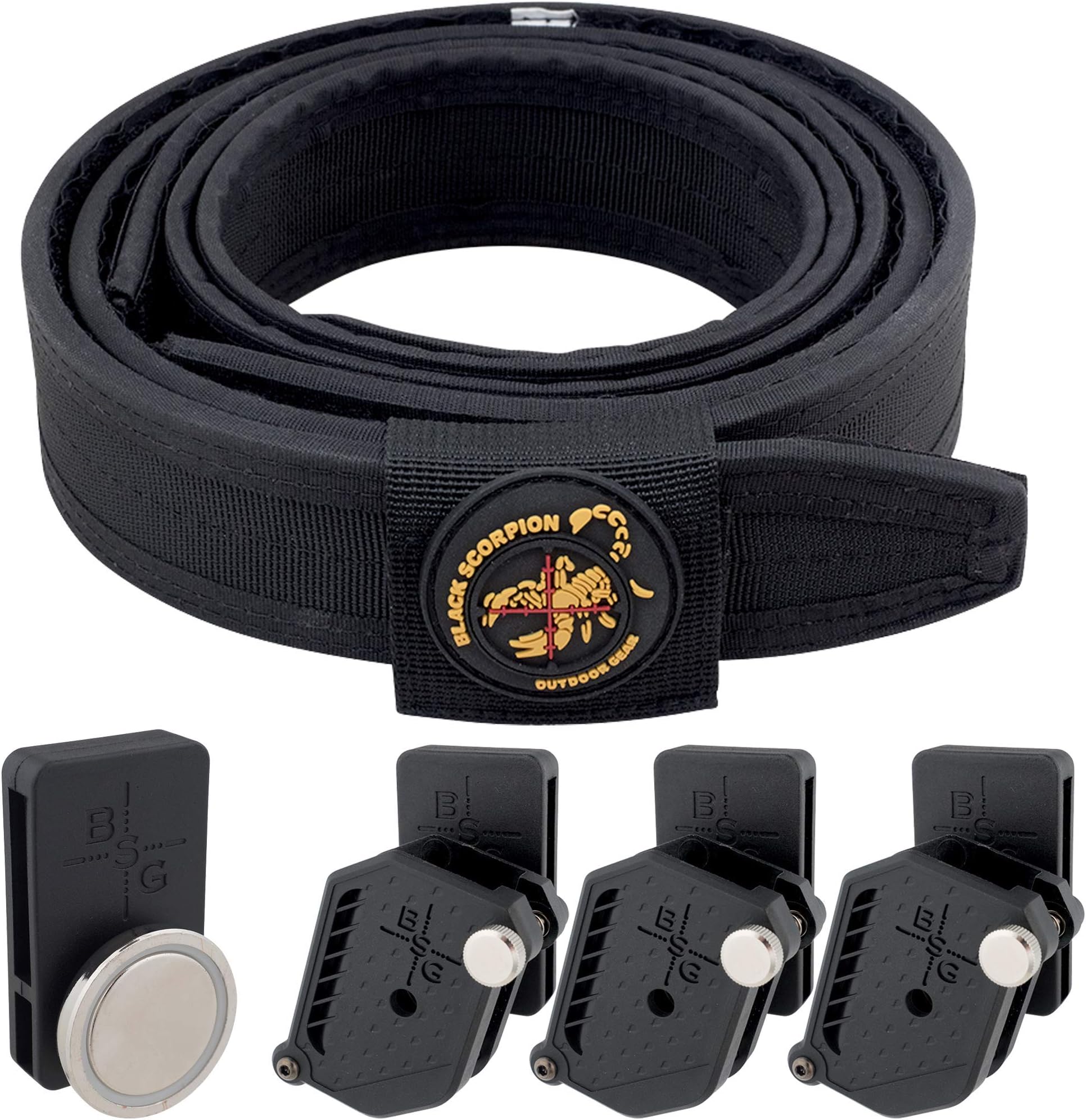 Black Scorpion Gear Competition Rig Combo IPSC, USPSA Approved | 1 Heavy Duty Belt, 3 Double Stack Magazine Pouches, 1 Magnetic Magazine Pouch