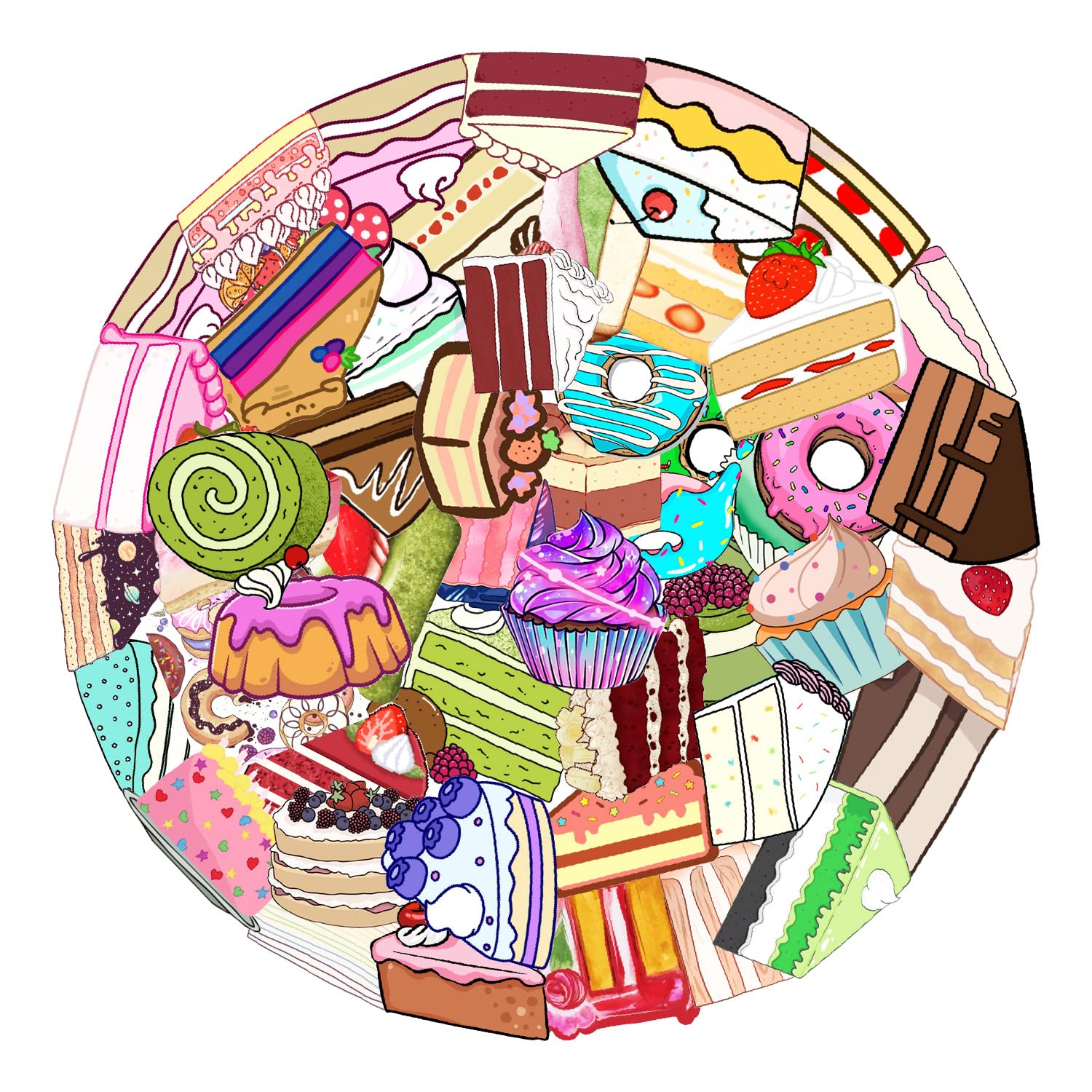 Cakes & Pastries Stickers for Kids Teens Adults Boys Girls Gift,50 Pcs Stickers Pack for Skateboard,Luggage,Car,Bike,Cup,Computer,Laptop, Water Bottle Decor,Desserts Vinyl Waterproof Sticker Decals