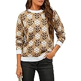 Apvirdy Women Oversized Chunky Knit Sweaters Crewneck Floral Crop Sweater Long Sleeve Pullover Tops Cozy Winter Outfits