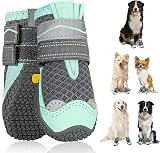 SlowTon Dog Boots Waterproof Non-Slip Paw Protectors Reflective Straps 9 Sizes