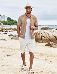 COOFANDY Men's Untucked Shirts Short Sleeve Knit